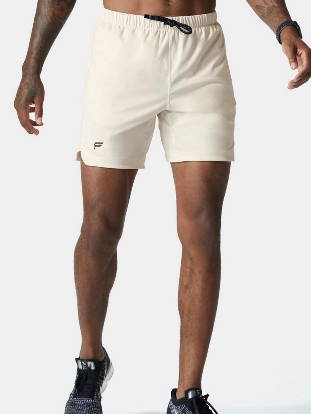 Fabletics khaki Men's Athletic Shorts with Black Drawcord